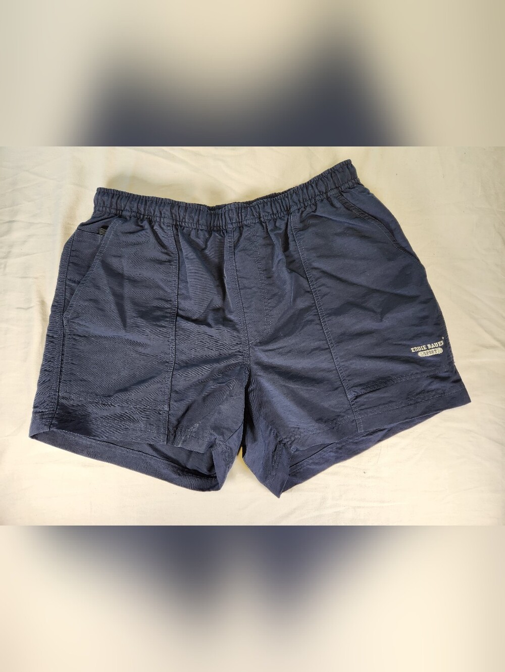 Eddie Bauer Men's Blue Athletic Microfiber Lined Elastic Waist Swim Shorts